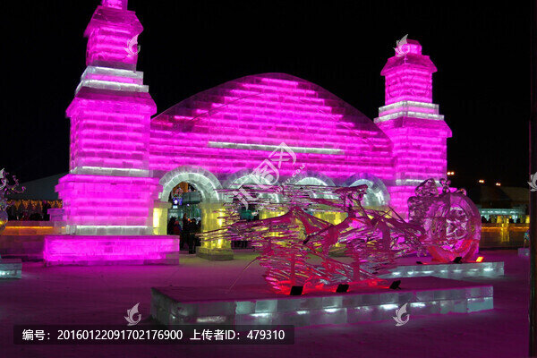 冰雕,冰雪,建筑,冰燈,夜景
