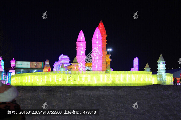 冰雕,冰雪,建筑,冰燈,夜景