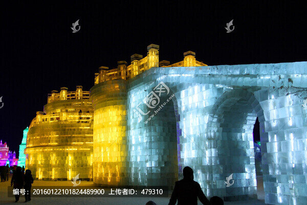 冰雕,冰雪,建筑,冰燈,夜景
