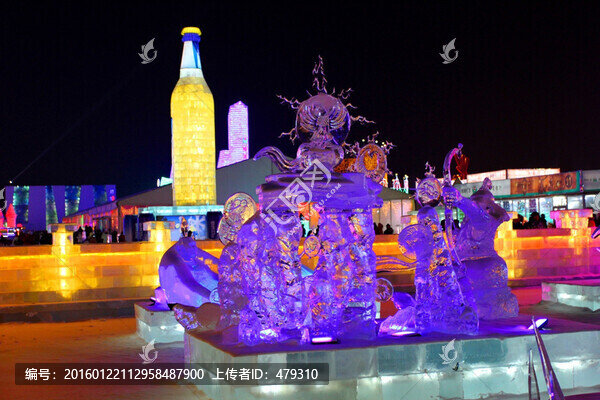 冰雕,冰雪,建筑,冰燈,夜景