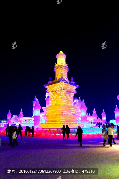 冰雕,冰雪,建筑,冰燈,夜景