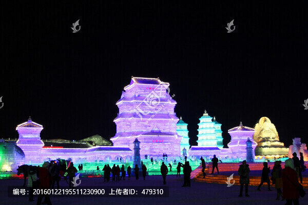 冰雕,冰雪,建筑,冰燈,夜景