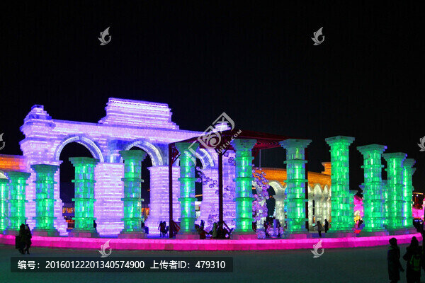 冰雕,冰雪,建筑,冰燈,夜景