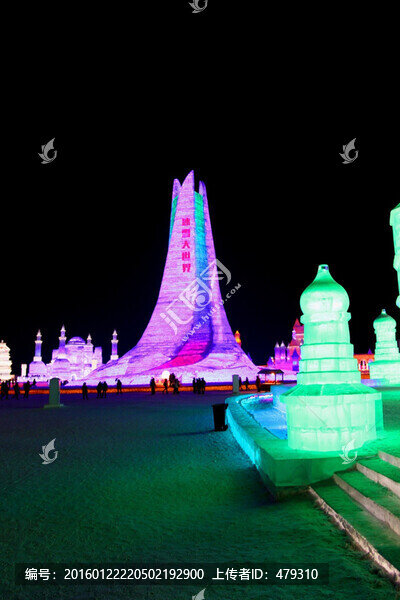 冰雕,冰雪,建筑,冰燈,夜景