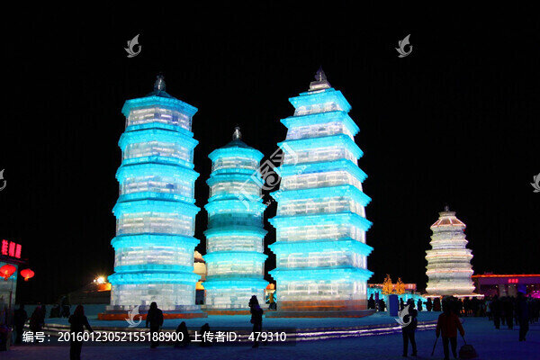 冰雕,冰雪,建筑,冰燈,塔