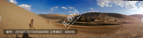甘肅敦煌鳴沙山月牙泉景區(qū)全景