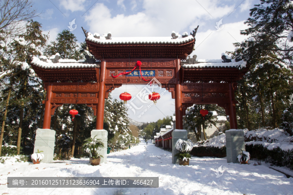 雪景,古建筑,大門