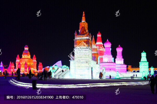 冰雕,冰雪,建筑,冰燈,夜景