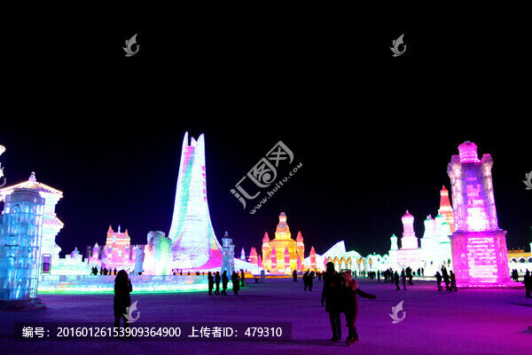 冰雕,冰雪,建筑,冰燈,夜景