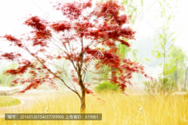 抽象風(fēng)景畫,紅楓風(fēng)景