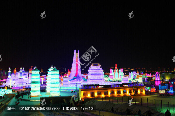 冰雕,冰雪,建筑,冰燈,夜景