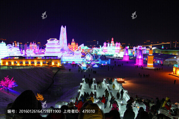 冰雕,冰雪,建筑,冰燈,夜景