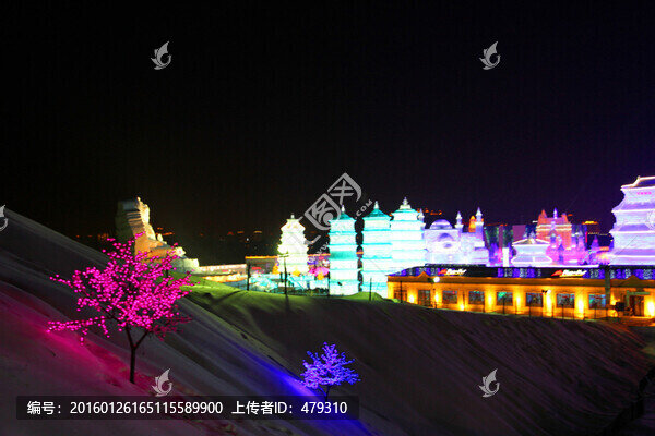 冰雕,冰雪,建筑,冰燈,夜景