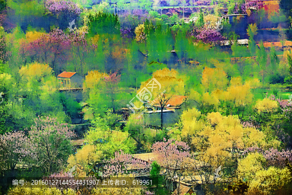 山村春色,風景畫