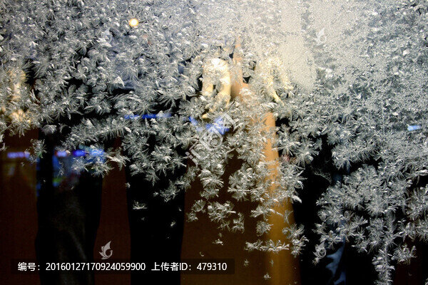 玻璃,霜花,冬天,霜,白霜