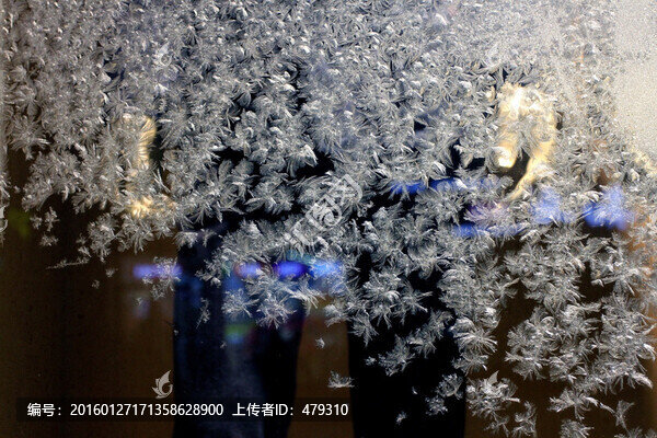 玻璃,霜花,冬天,霜,白霜