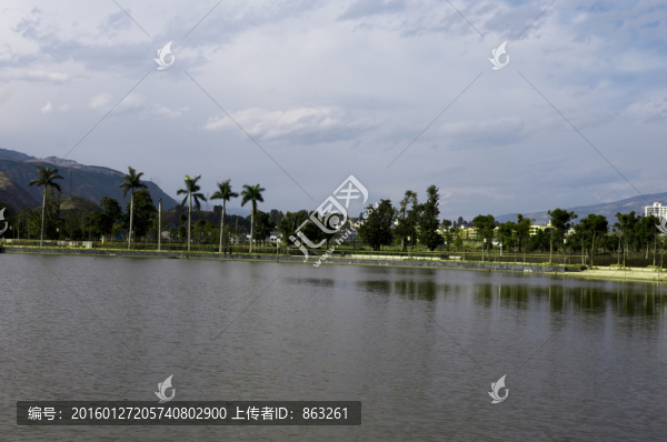 湖面,天空,公園