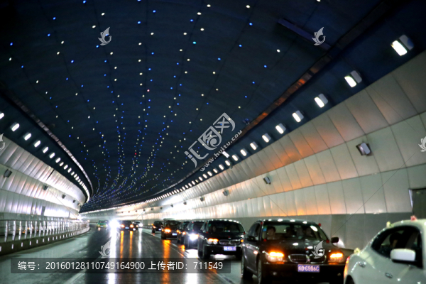 隧道,車輛,燈影