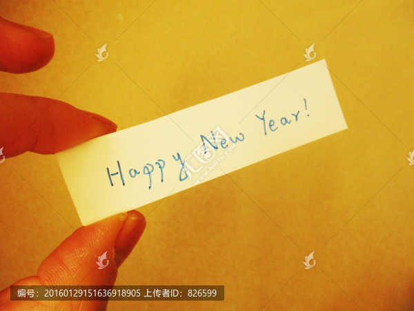 手持,新年祝福,英文,新年快樂