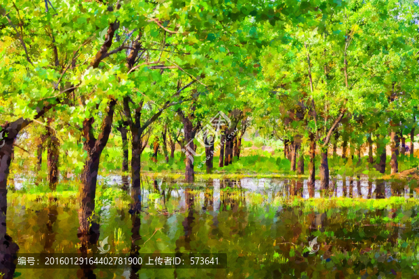 樹林油畫