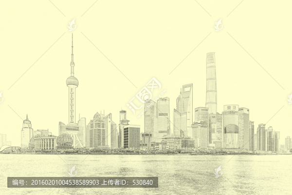 上海風(fēng)光線描,（未分層）