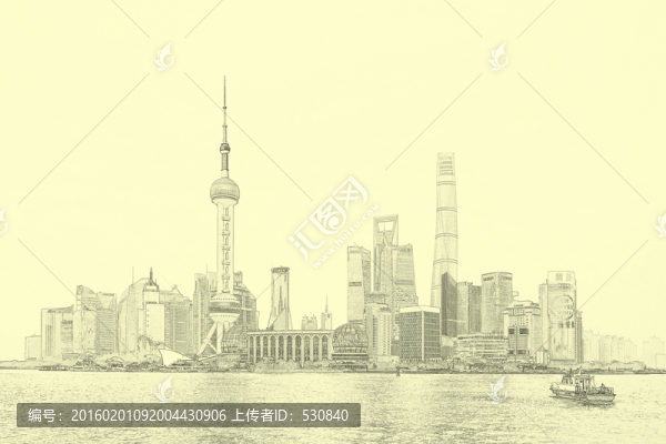 上海風(fēng)光線描,（未分層）