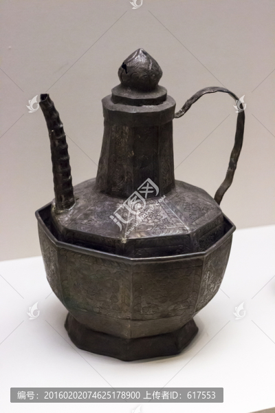 八棱簪花銀注子溫碗