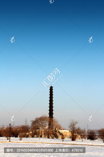 古建筑,佛塔,鐵塔,涼亭,冰雪