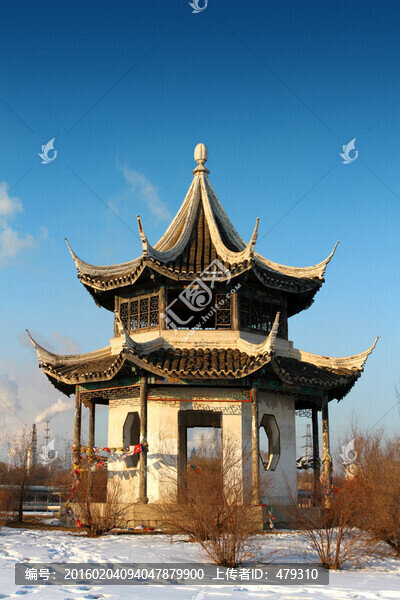 古建筑,涼亭,園藝,花園,冬天