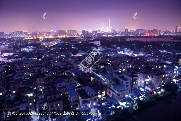 夜幕下的廣州城中村