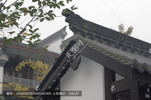 中式園林建筑瓦房屋檐