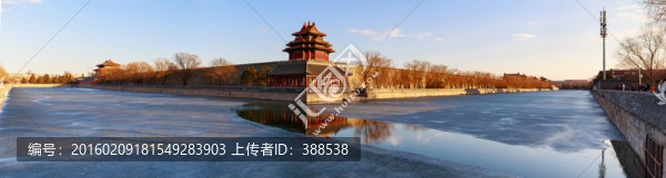 冬季北京故宮角樓全景照片