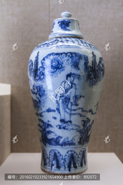 青花人物紋梅瓶,明,天順