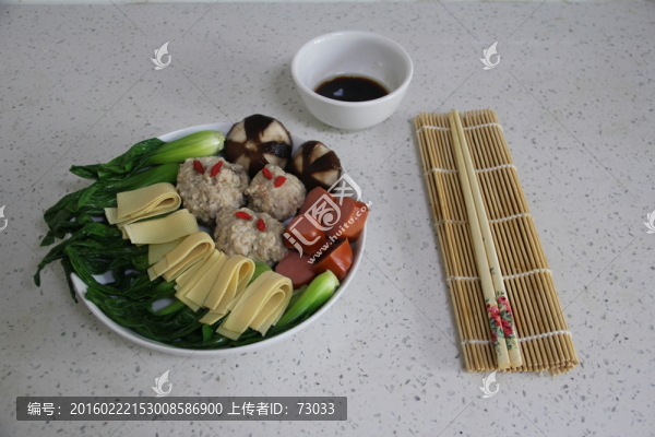 香菇油菜,丸子