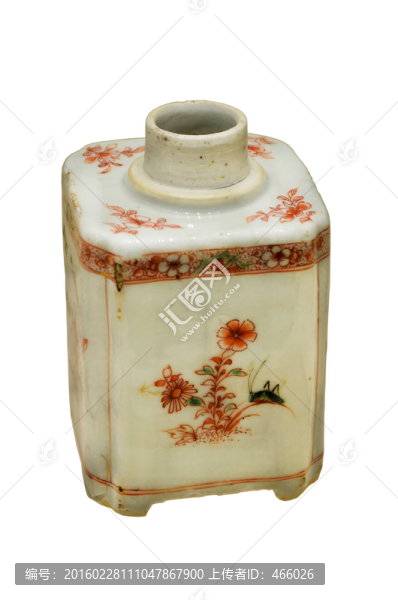 清康熙五彩鴛鴦蓮圖茶葉罐