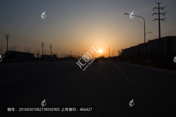 落日,車流,道路