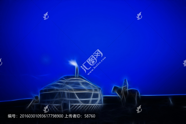 電腦畫,草原踏月歸