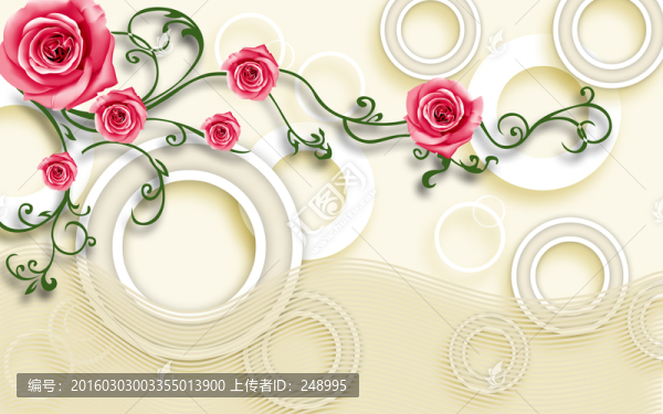 玫瑰3D立體背景墻裝飾畫(huà)