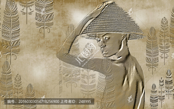 越南斗笠美女裝飾畫
