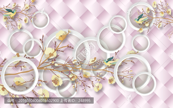 3D花鳥圖背景墻裝飾畫