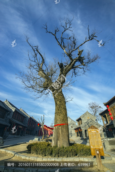 藍(lán)天白云下的青州古街