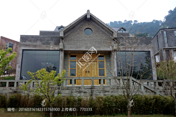 山中別墅,灰色建筑,仿古建筑