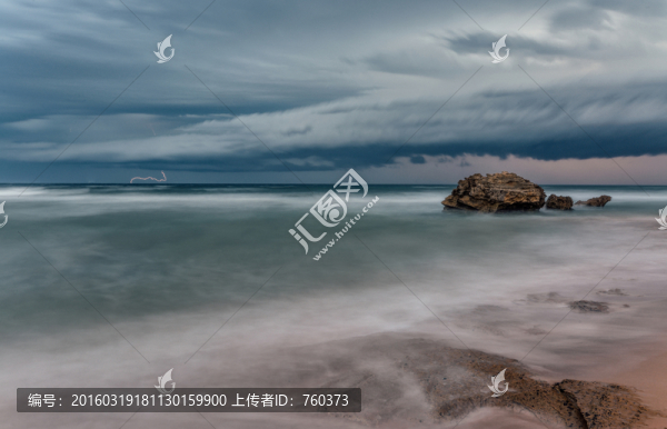 唯美大自然之黃昏海景石頭海灘