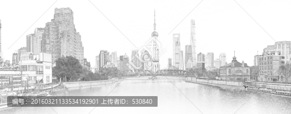 上海風光全景線描,（未分層）