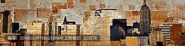 抽象城市風景油畫