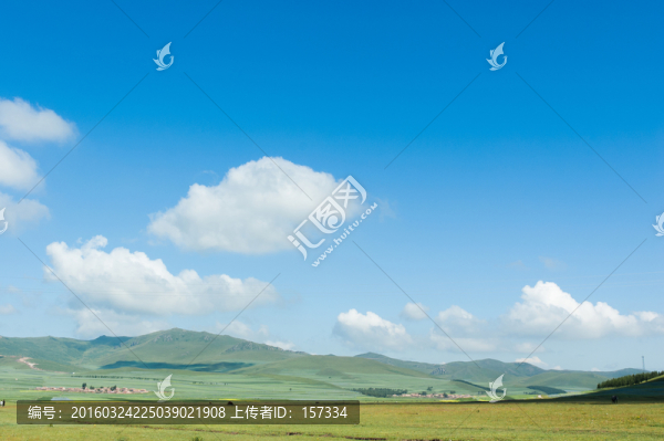 藍天白云草原素材
