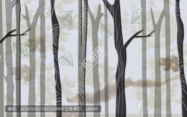手繪抽象樹(shù)木裝飾畫(huà)