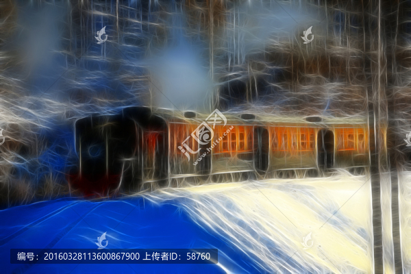 電腦畫,雪原小火車