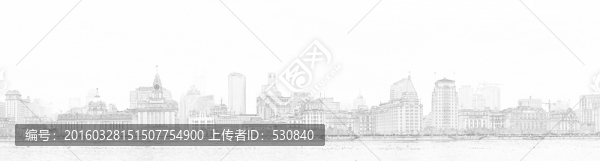 上海外灘全景線描（未分層）
