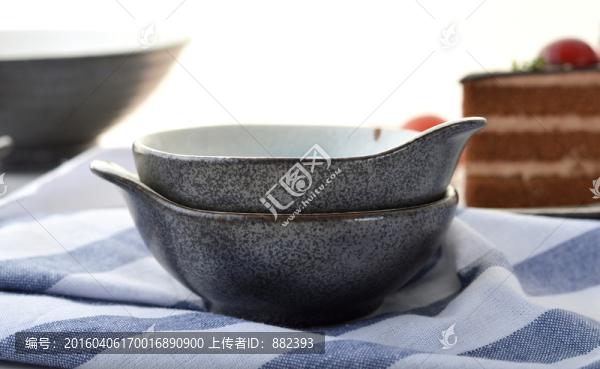 日式手繪陶瓷把手碗